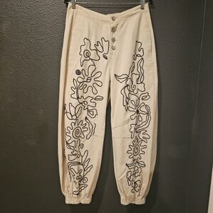 POL Cream Embroidered Joggers Size L